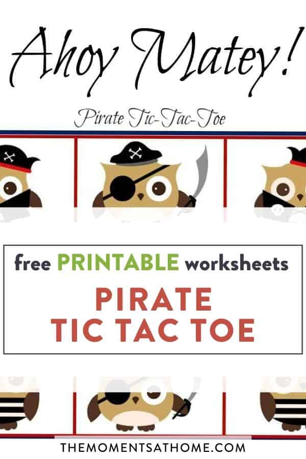 pirate tic toe game printable worksheet