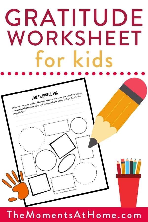 printable worksheet to be thankful for with crayons and pencils by The Moments At Home