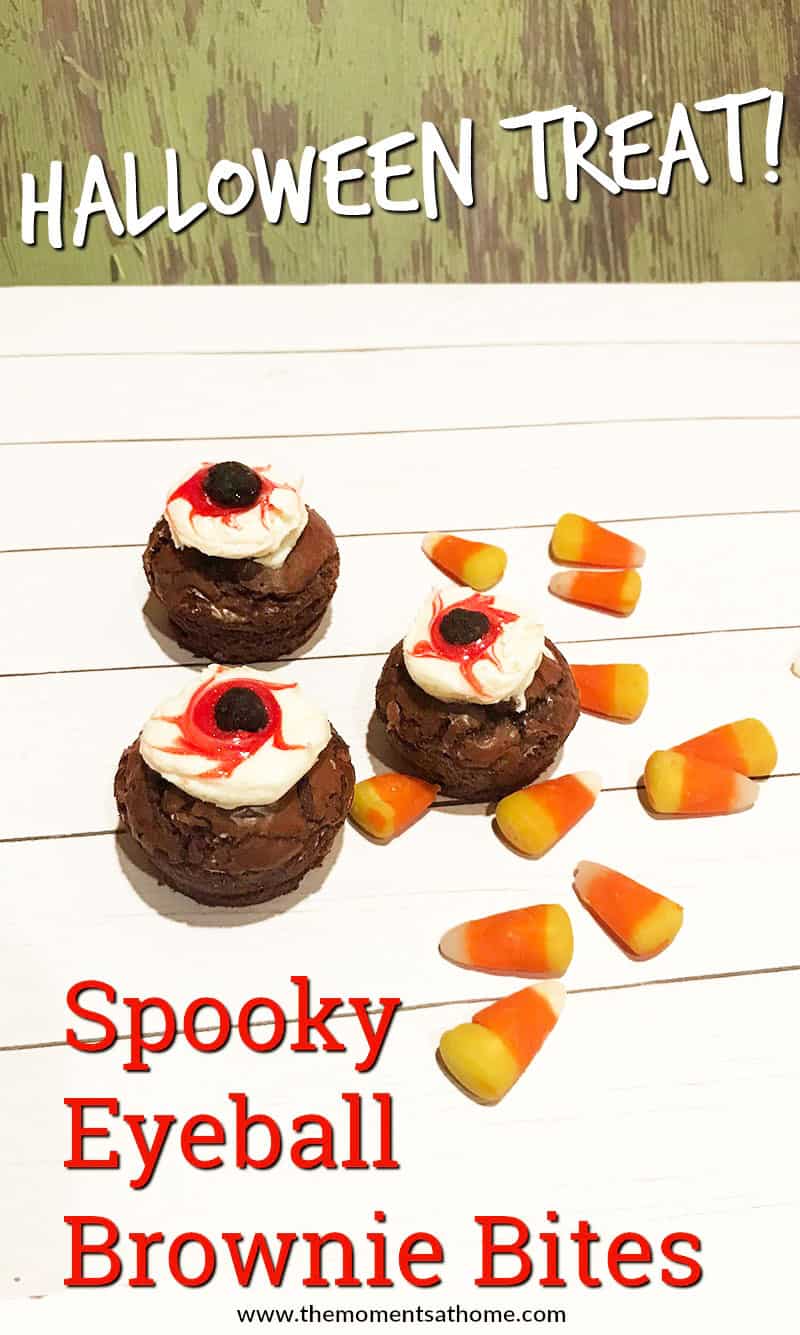 Spooky Halloween treat recipe. Eyeball brownie bites. Yummy treats for Hallowwen party!