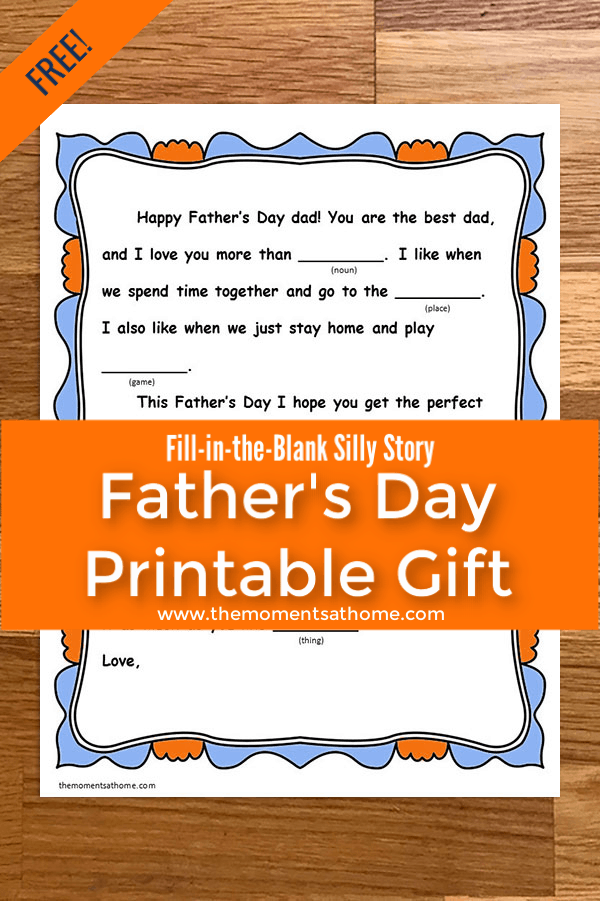 Father's day gift from kids. Cute fill-in-the-blank mad libs printable #fathersdaygifts