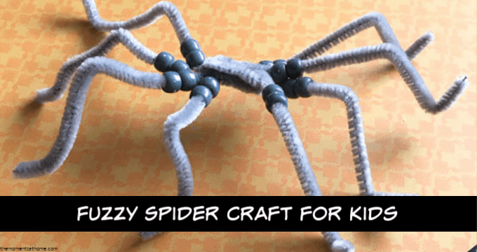 Fuzzy spider craft for kids.