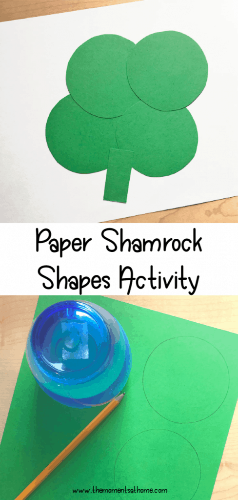 Paper shamrock craft for kids. Shapes activity for kids. #craftsforkids #shamrock