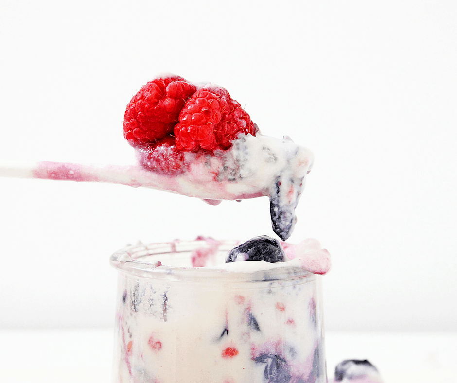 chia pudding with almond milk and berries