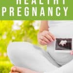 pregnant woman with ultrasound and words that say 4 simple tips for a healthy pregnancy from The Moments At Home