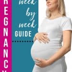 pregnant woman with text "Your week by week pregnancy guide" from The Moments At Home