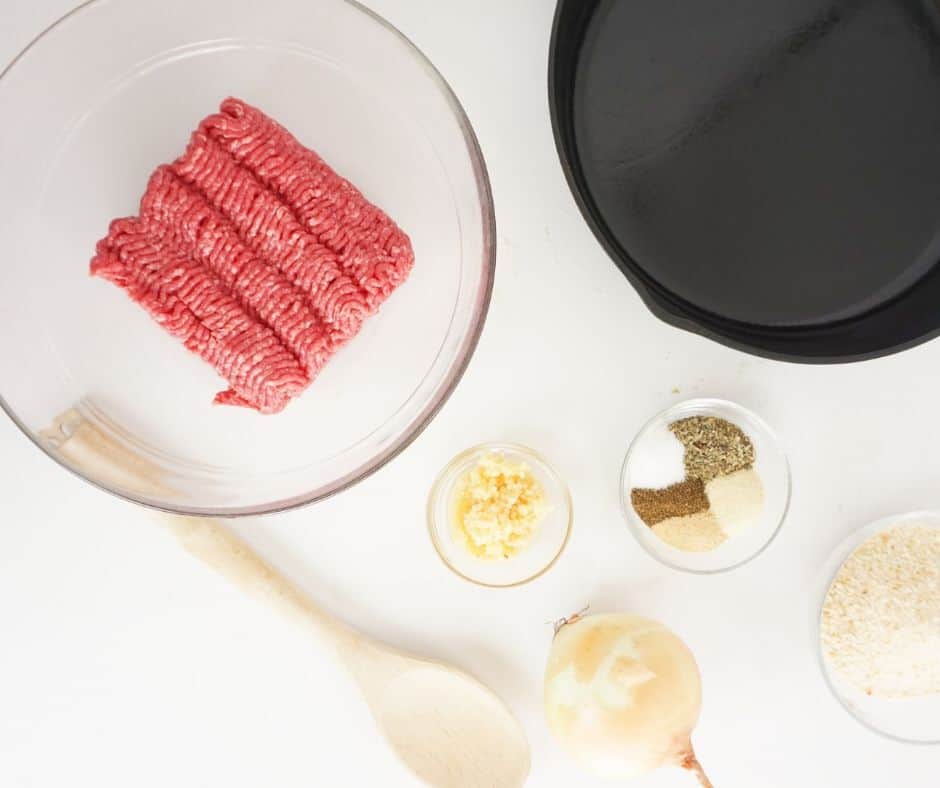 ingredients for meatballs on counter