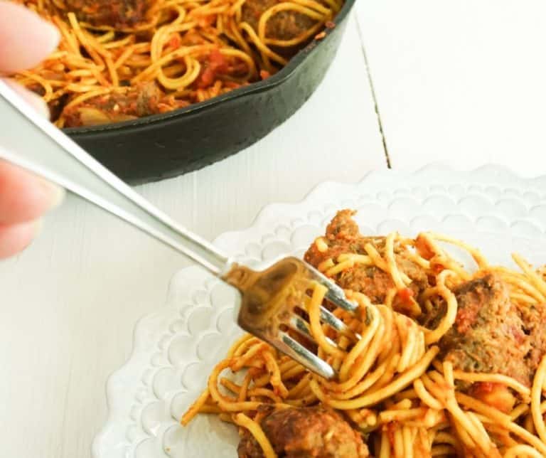 Skillet Spaghetti and Meatballs