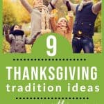 family having fun in autumn leaves with text 9 thanksgiving tradition ideas you can start this year from The Moments At Home