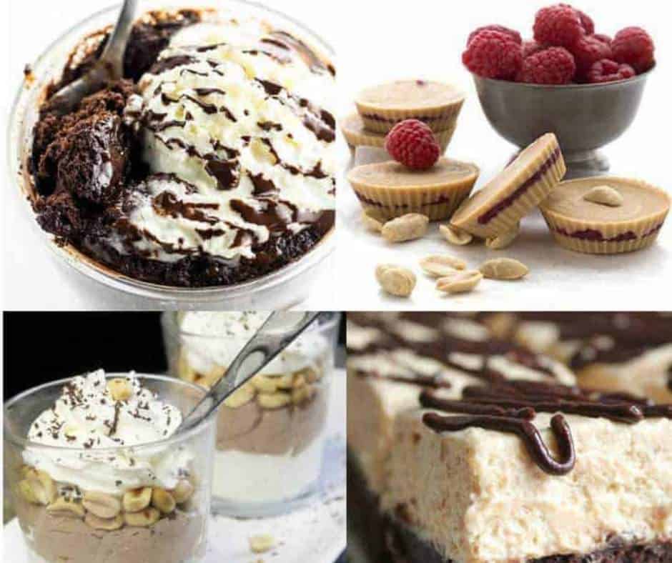 picture collage of four keto desserts