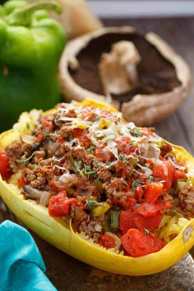 low carb beef stuffed spaghetti squash Keto THM