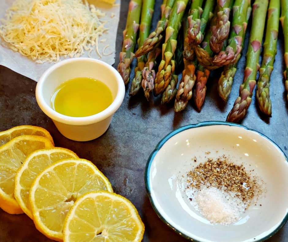 lemon, oil, and parmesan alongside asparagus to roast for keto roasted asparagus