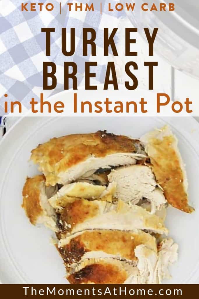 sliced turkey breast cooked in the instant pot on a white plate