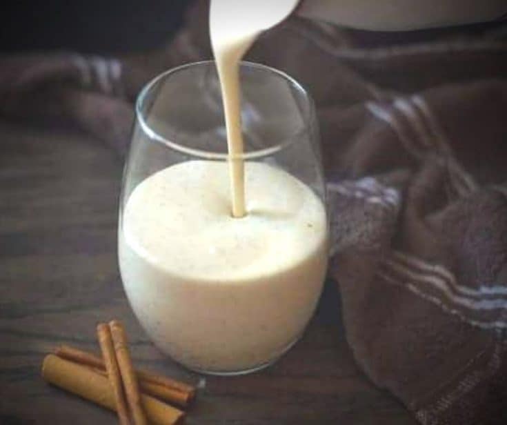 cup of dairy free eggnog with coconut milk