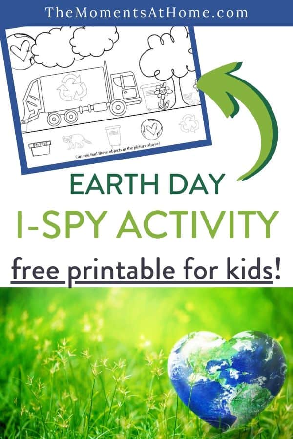 image of free earth day I spy printable and text explaining it.