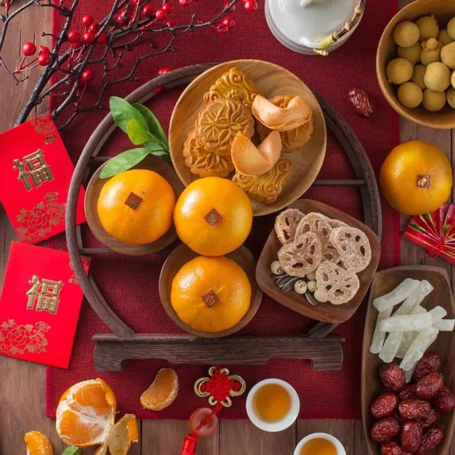 food on Chinese New Year table