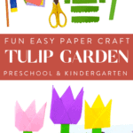 tulip garden paper craft with supplies and example
