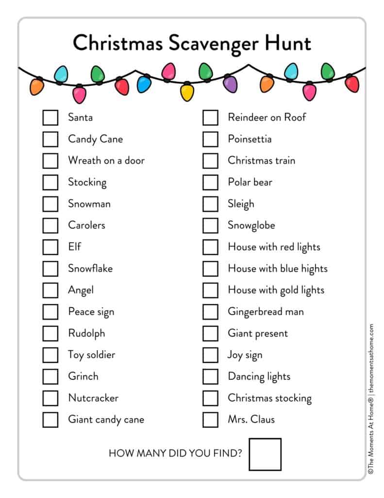 Christmas Fun scavenger hunt