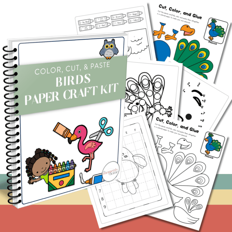 a picture of the printed file suggested for crafting. Contains ten birds, in both black and white to be colored or already colored in and additional bonus activity pages for young learners. Only $4.97 in the shop now.